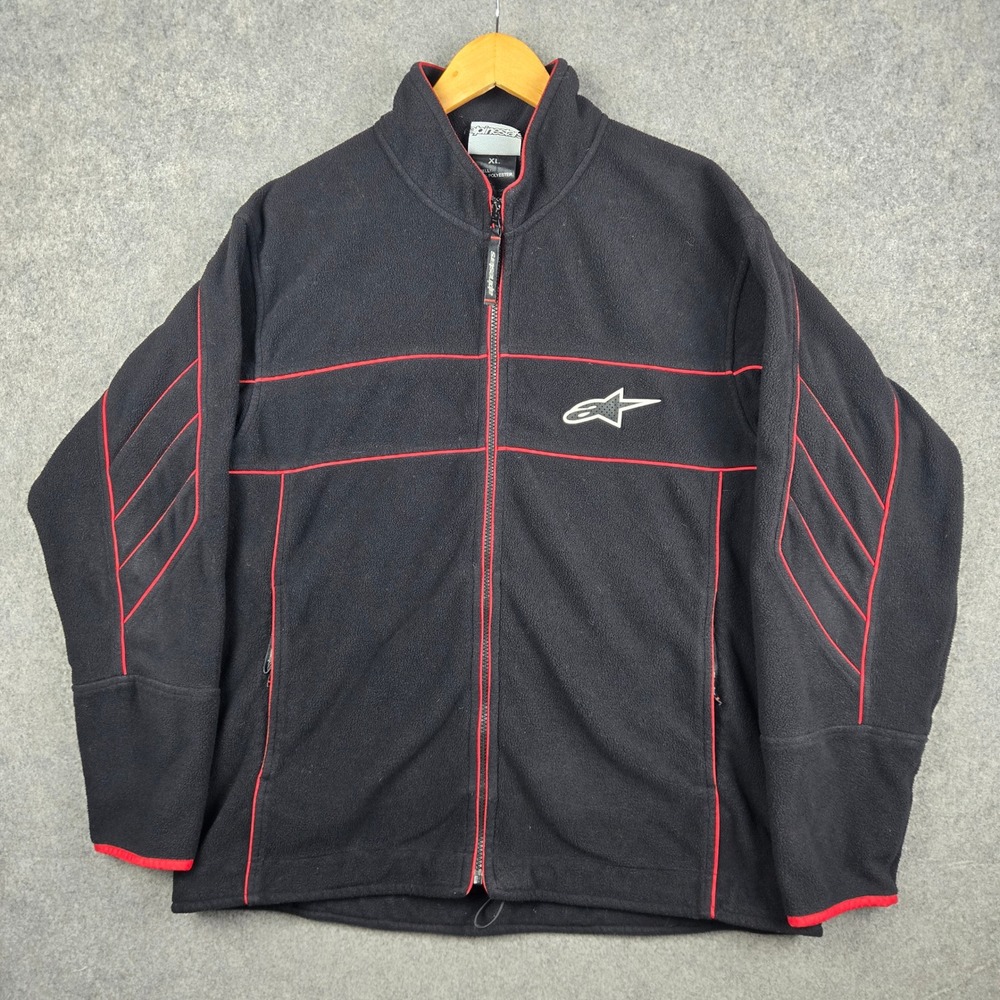 Alpinestars Fleece Jacket Mens XL Black Red Racing Ahead Motocore Streetwear Y2K
